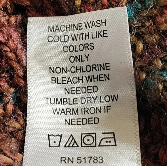 Maurices Burgundy Cardigan Sweater XS Colorful Wave Stitch Open Front X Small - Picture 9 of 10